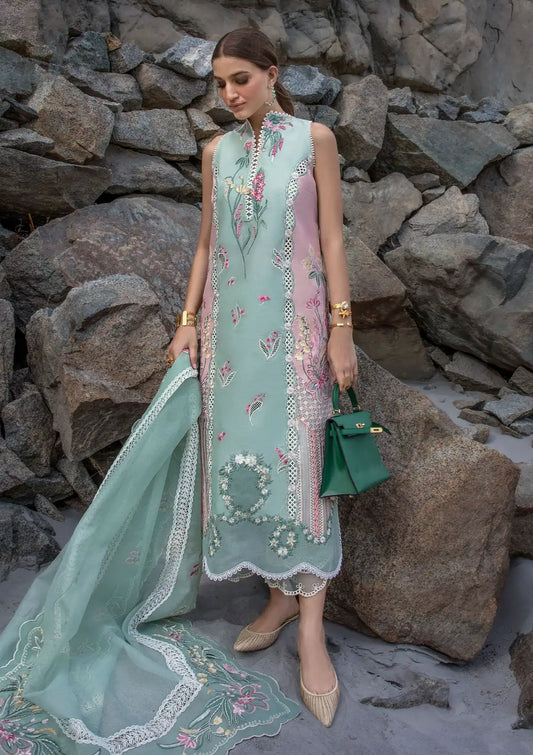 Crimson Luxury Lawn'24 D-06A-Sun Kissed-Sea Foam