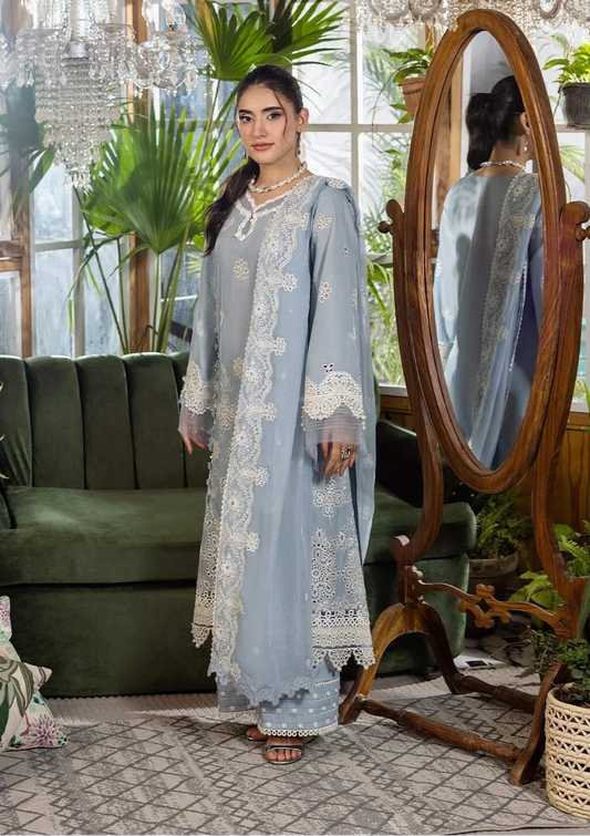 Elaf Ecraft Chikankari Chiffon '25 Eec-3B Sky Dream