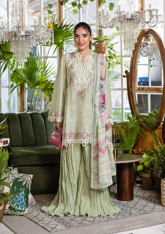 Elaf Ecraft Chikankari Chiffon '25 Eec-5B Matcha