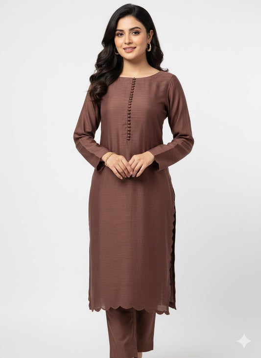 Raw Silk 2Pcs Stitched (Grape Explosion)