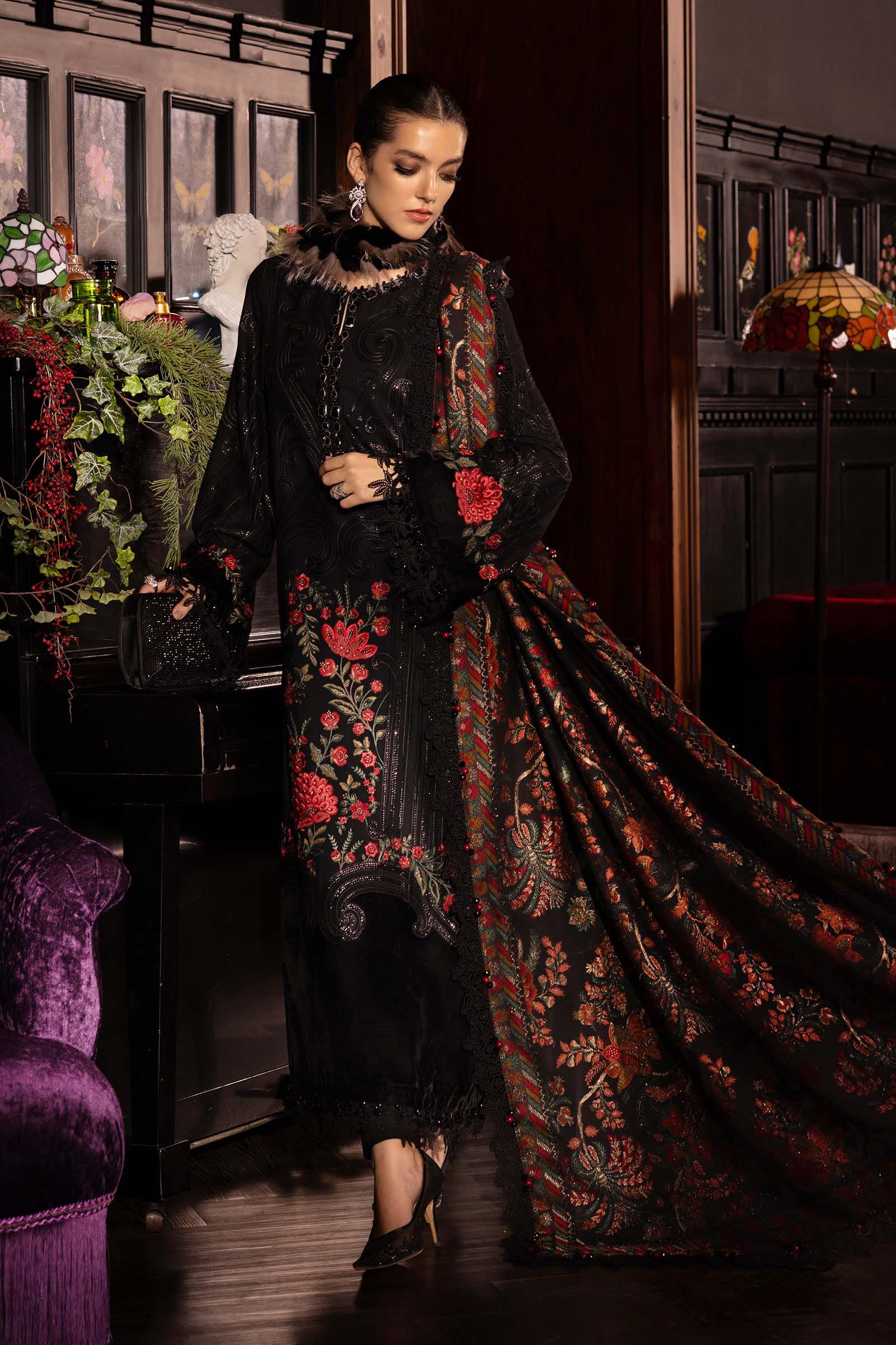 Maria B WL-1309-Black and Red – Uma's Wardrobe