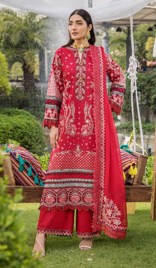 Eshaisha Luxury Lawn'25 Crimson Charm