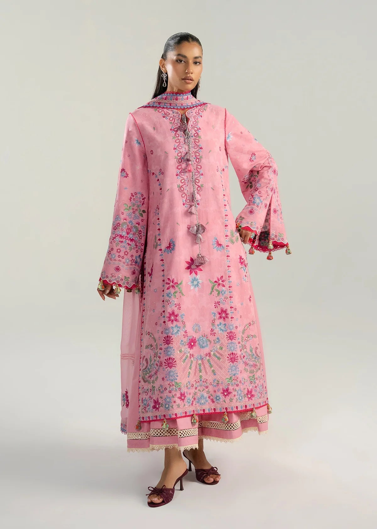 Hussain Rehar Zan Luxury Lawn'26 Pembe