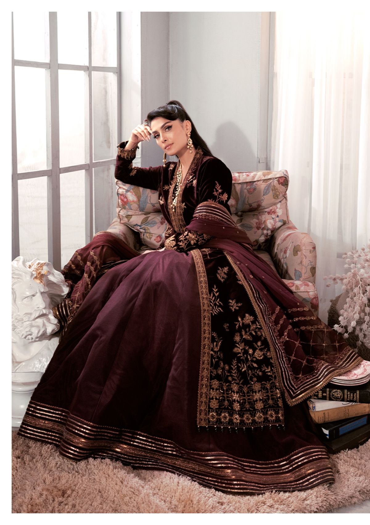 Asim Jofa Makhmal Royal Velvet '22 AJAM- 01 (Garnet)