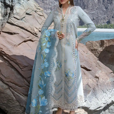 Crimson Luxury Lawn'24 D-03A-Forget Me Not-Ice Blue