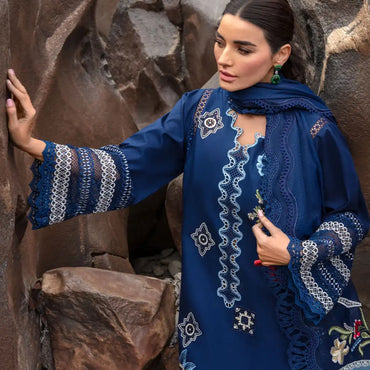 Crimson Luxury Lawn'24 D-04A-Into The Wild-Midnight Blue