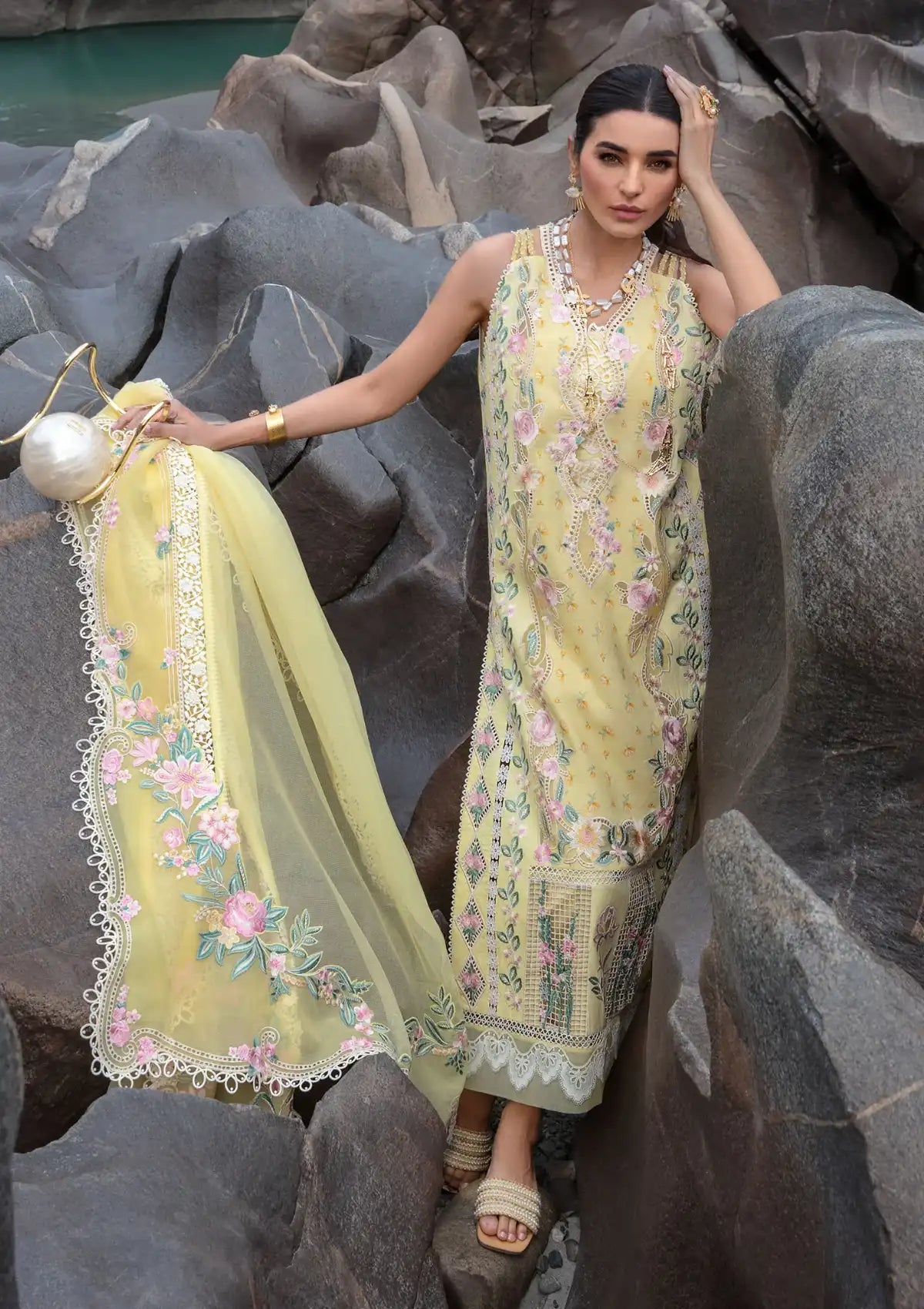 Crimson Luxury Lawn'24 D-05A-Believe In Her-Topaz Yellow