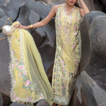 Crimson Luxury Lawn'24 D-05A-Believe In Her-Topaz Yellow