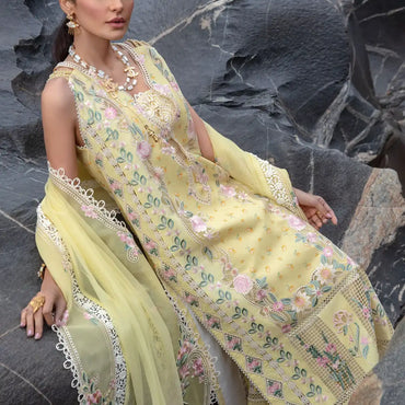 Crimson Luxury Lawn'24 D-05A-Believe In Her-Topaz Yellow