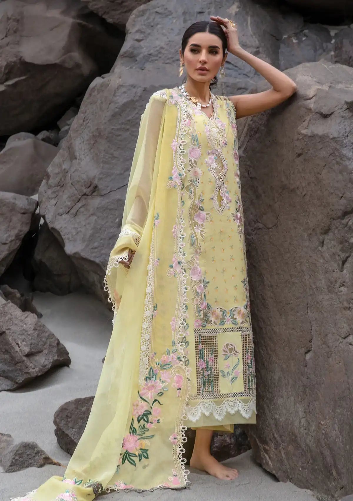 Crimson Luxury Lawn'24 D-05A-Believe In Her-Topaz Yellow