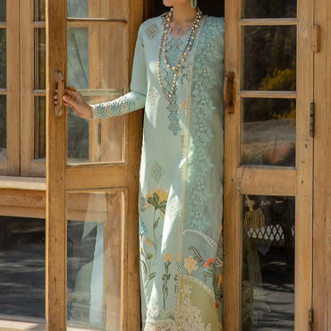 Crimson Luxury Lawn'24 D-04B-Into The Wild-Aqua