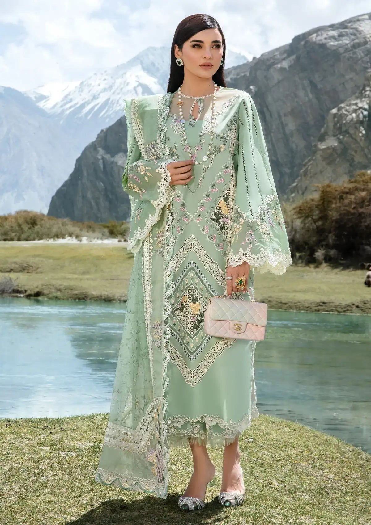 Crimson Luxury Lawn'24 D-02B-A French Brunch-Sage