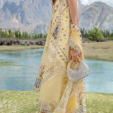 Crimson Luxury Lawn'24 D-02A-A French Brunch-Sunflower Yellow