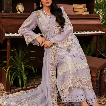 Kahf Luxury Lawn'24 KLE-01B Lilac - Mohsin Saeed Fabrics