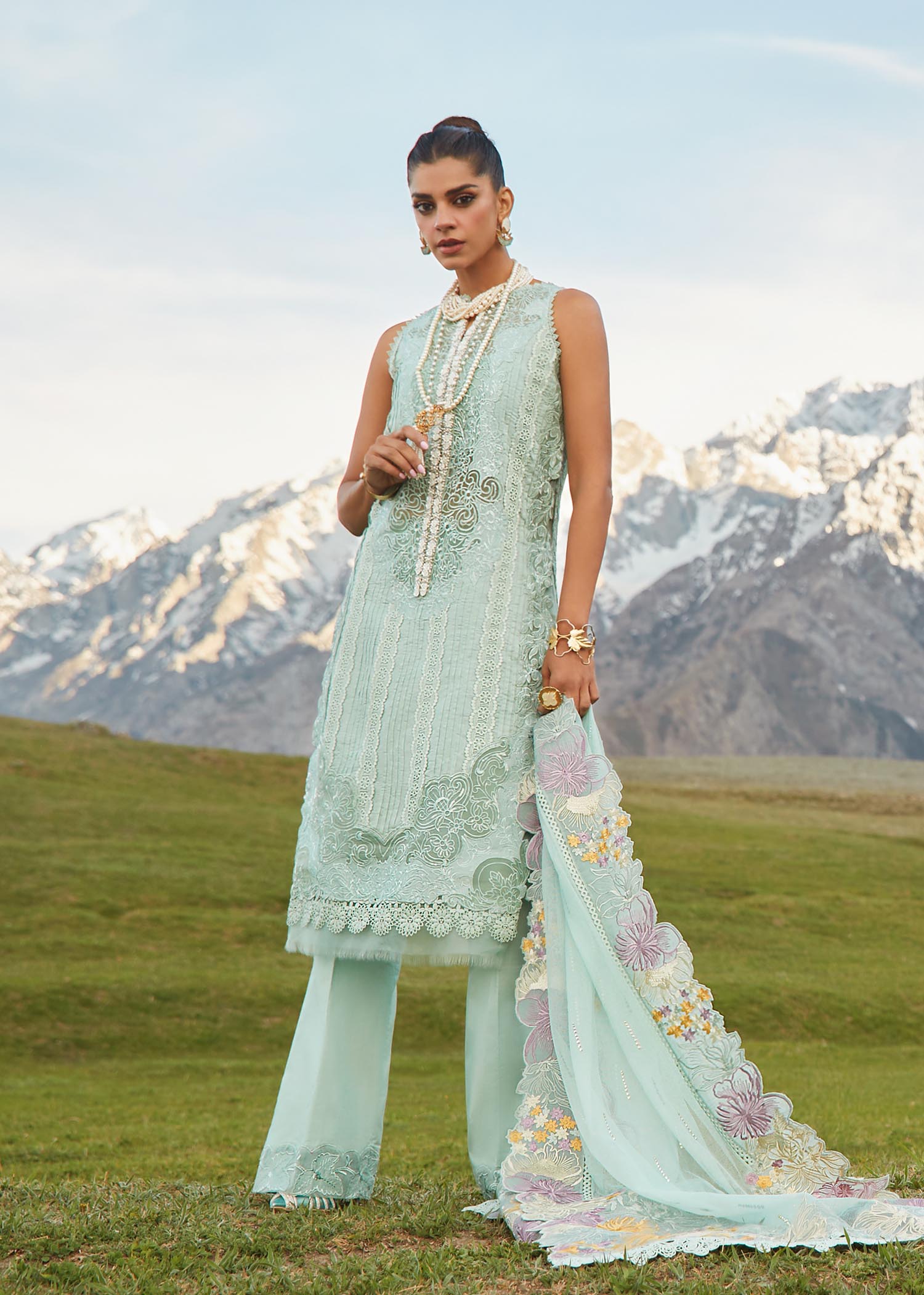 Crimson X Saira Shakira Eid Luxury Lawn'23 Pleated Perfection - D4 A