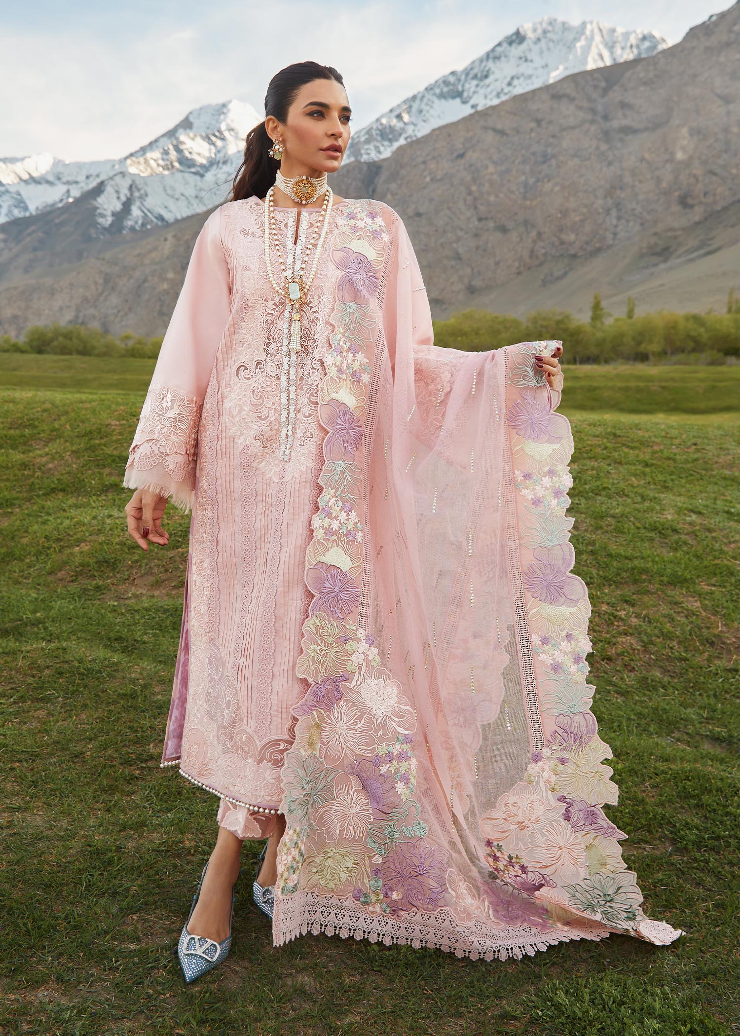 Crimson X Saira Shakira Eid Luxury Lawn'23 Pleated Perfection - D4 B