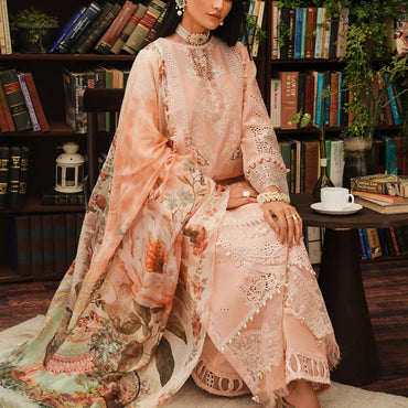 Kahf Luxury Lawn'24 KLE-03A Flamingo - Mohsin Saeed Fabrics