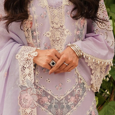 Kahf Luxury Lawn'24 KLE-01B Lilac - Mohsin Saeed Fabrics