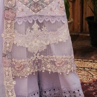 Kahf Luxury Lawn'24 KLE-01B Lilac - Mohsin Saeed Fabrics