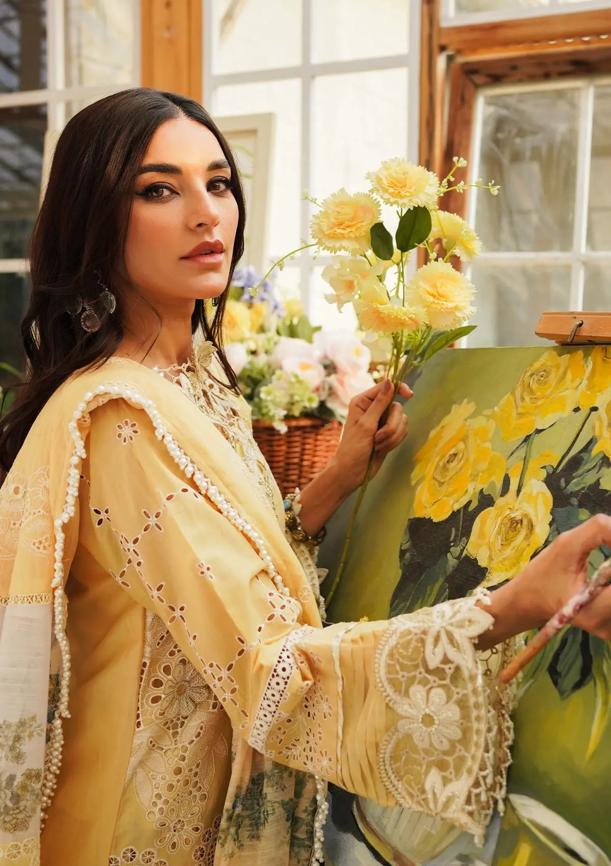 Kahf Luxury Lawn'24 KLE-02 Sun Kissed - Mohsin Saeed Fabrics