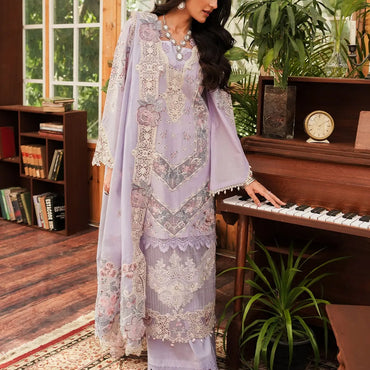 Kahf Luxury Lawn'24 KLE-01B Lilac - Mohsin Saeed Fabrics