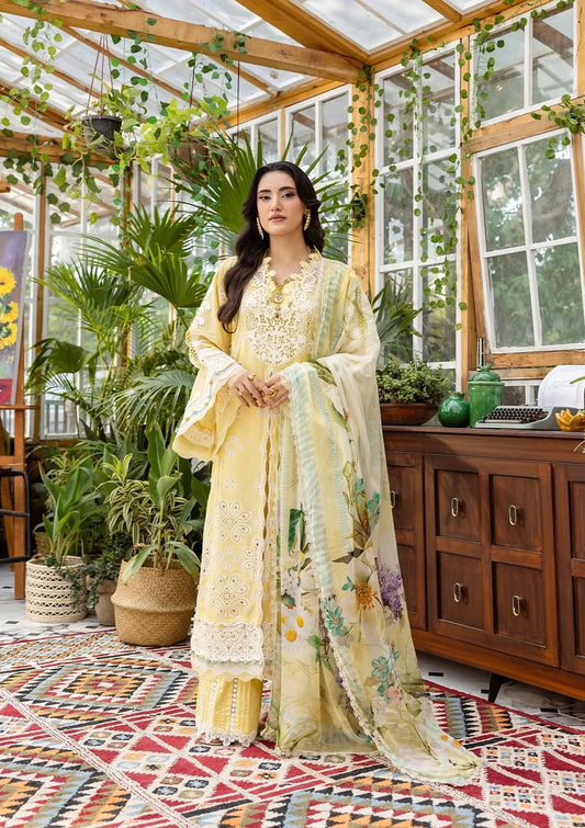 Elaf Ecraft Chikankari Chiffon '25 Eec-2B Butter Bloom