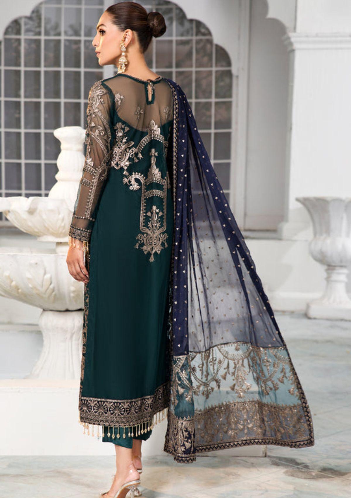 Embroidered Ada work and heavily Embellished Wedding & formal dresses available at mohsin saeed Fabrics online store. 