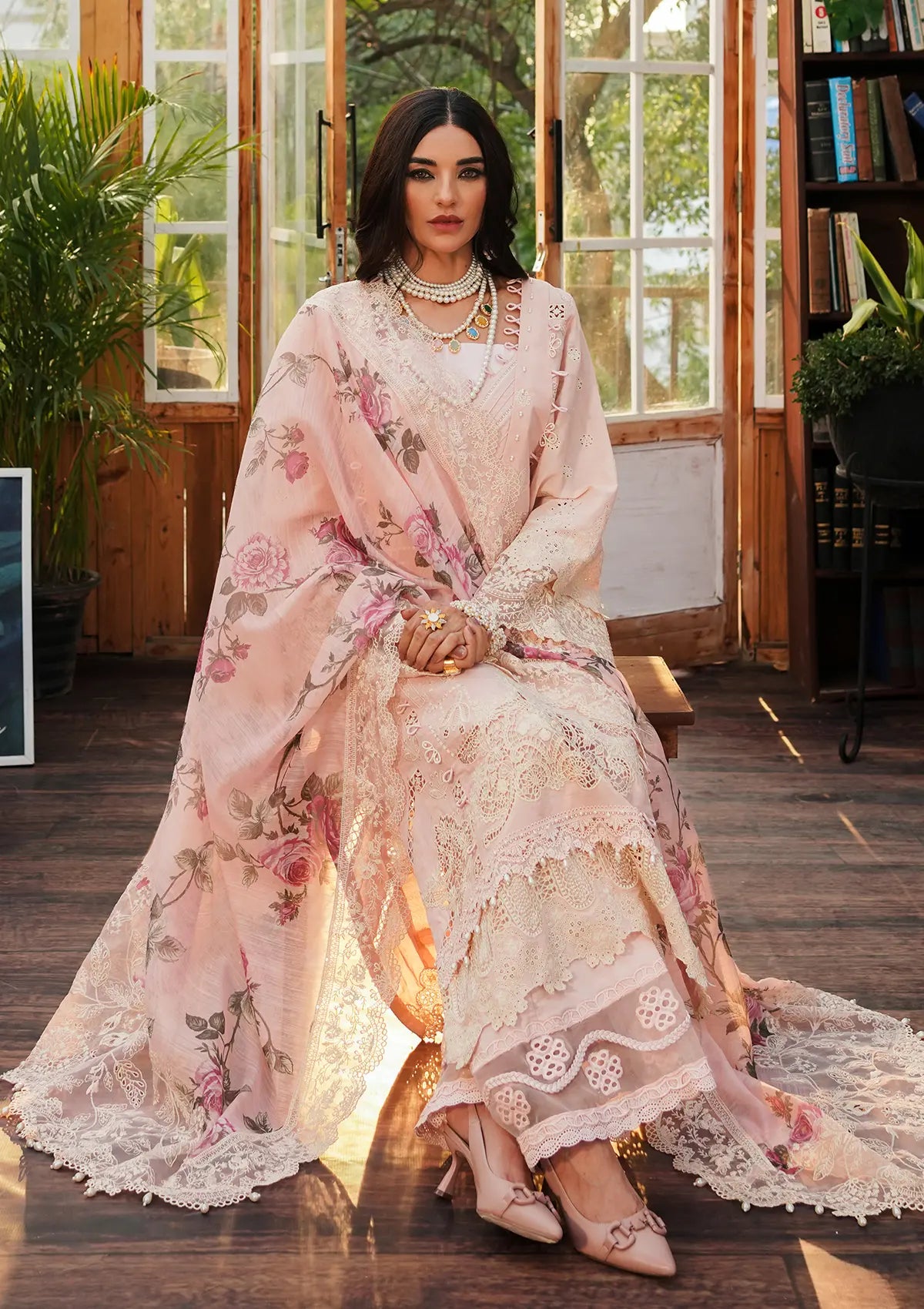 Kahf Luxury Lawn'24 KLE-05B Coralyn - Mohsin Saeed Fabrics