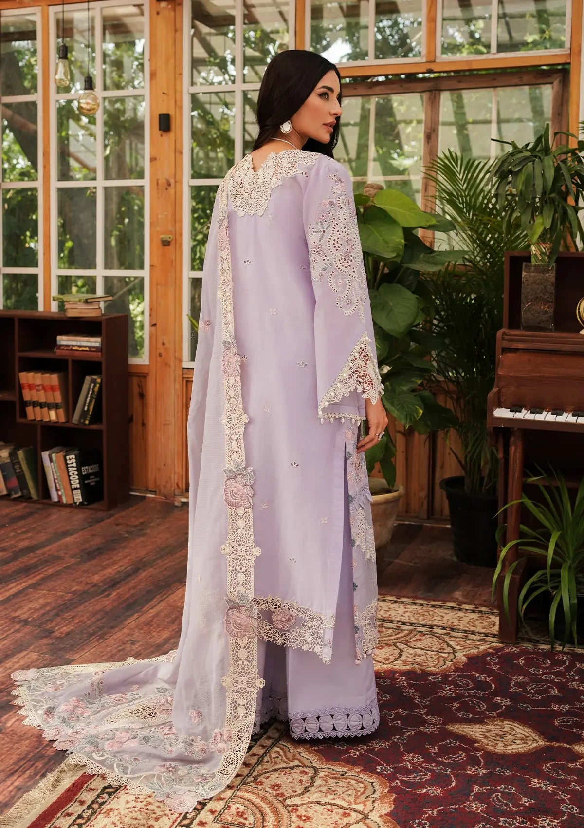 Kahf Luxury Lawn'24 KLE-01B Lilac - Mohsin Saeed Fabrics