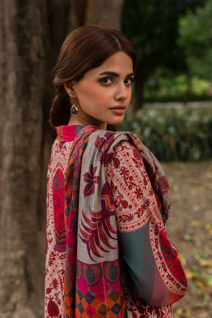 Charizma Unstitched Linen with Printed Wool Shawl CPW-08