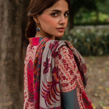 Charizma Unstitched Linen with Printed Wool Shawl CPW-08