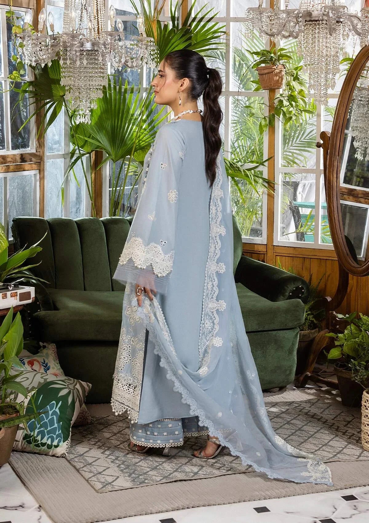 Elaf Ecraft Chikankari Chiffon '25 Eec-3B Sky Dream