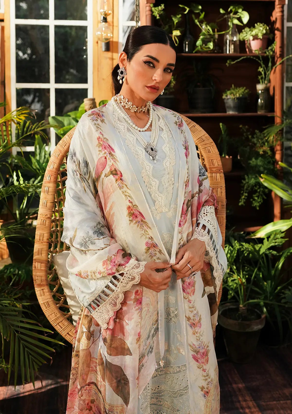 Kahf Luxury Lawn'24 KLE-03B Heaven - Mohsin Saeed Fabrics