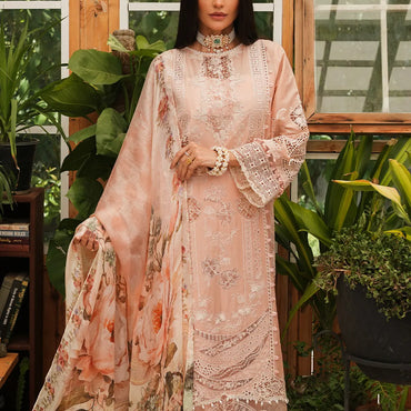 Kahf Luxury Lawn'24 KLE-03A Flamingo - Mohsin Saeed Fabrics