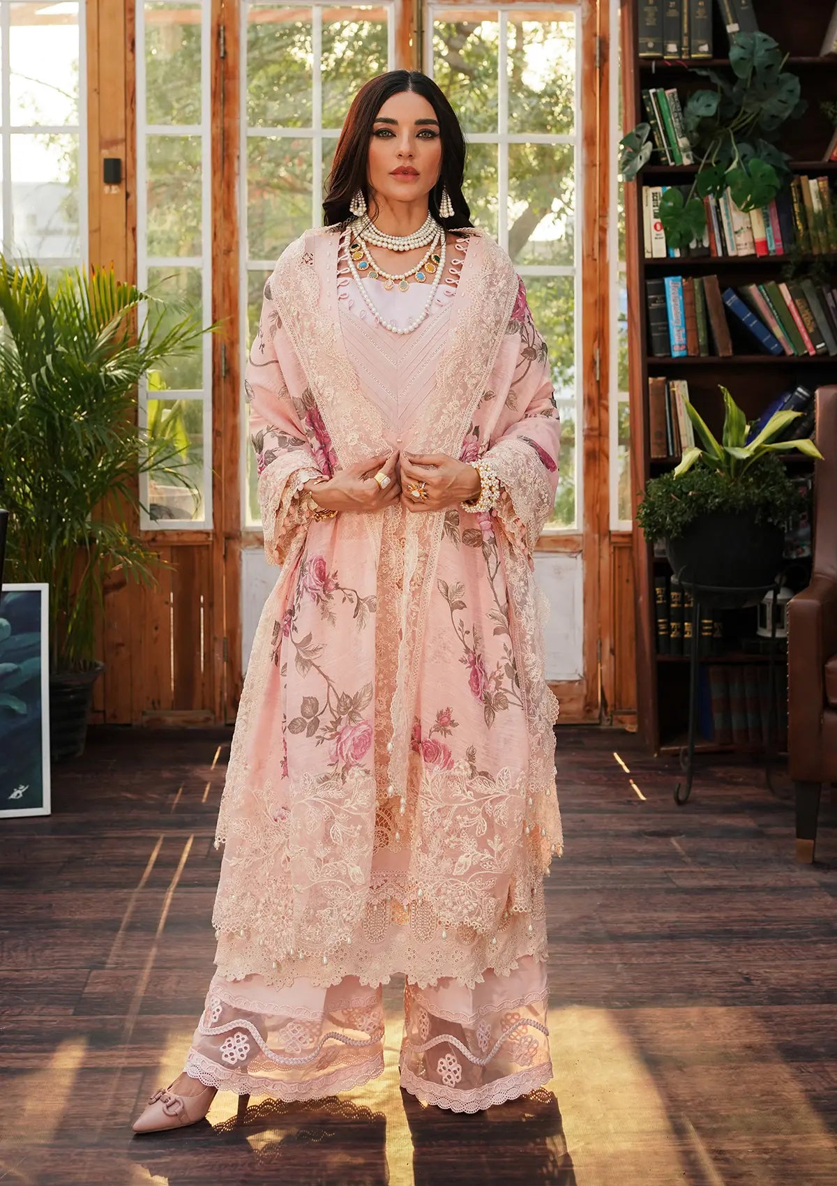 Kahf Luxury Lawn'24 KLE-05B Coralyn - Mohsin Saeed Fabrics