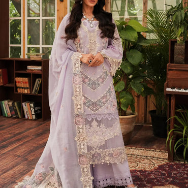 Kahf Luxury Lawn'24 KLE-01B Lilac - Mohsin Saeed Fabrics