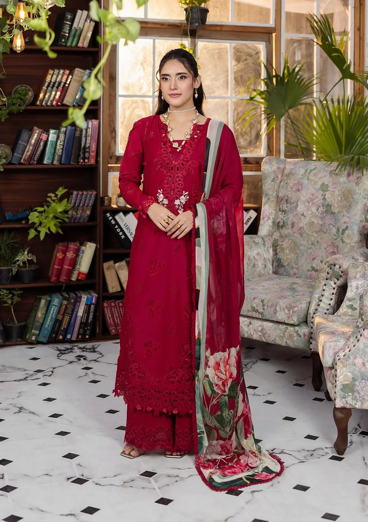 Elaf Ecraft Chikankari Chiffon '25 Eec-4A Rubelet