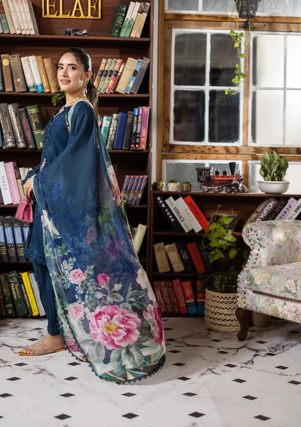 Elaf Ecraft Chikankari Chiffon '25 Eec-4B Serenaire