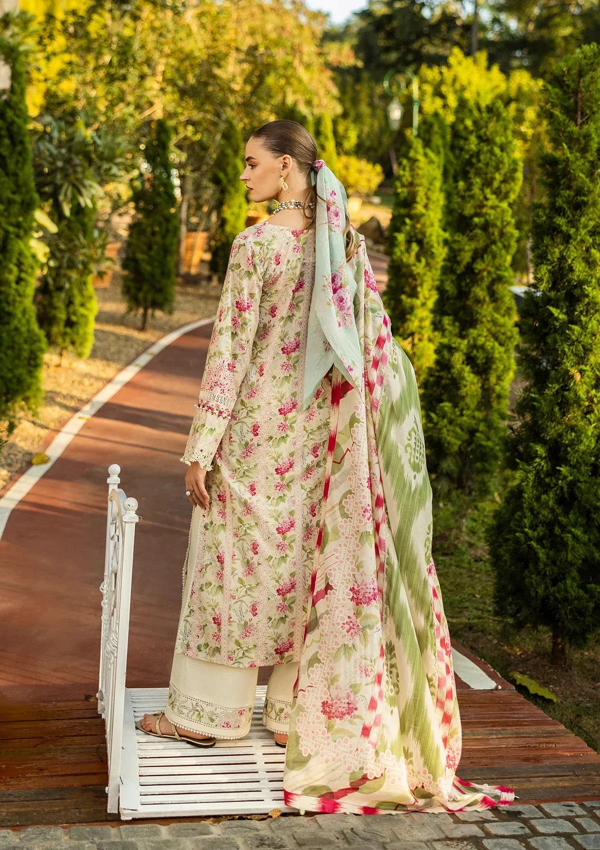 Elaf Chikankari Lawn'25 ELK-02B SWEET GREENS