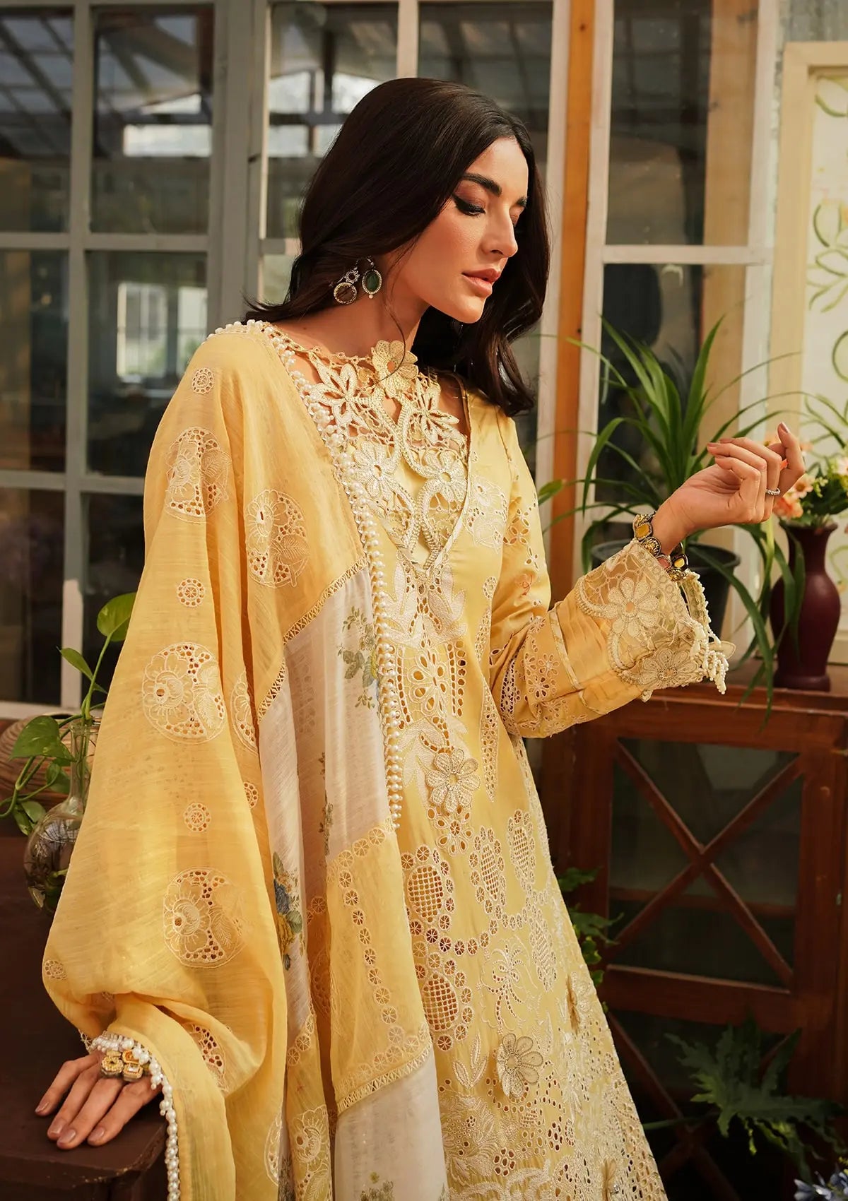 Kahf Luxury Lawn'24 KLE-02 Sun Kissed - Mohsin Saeed Fabrics