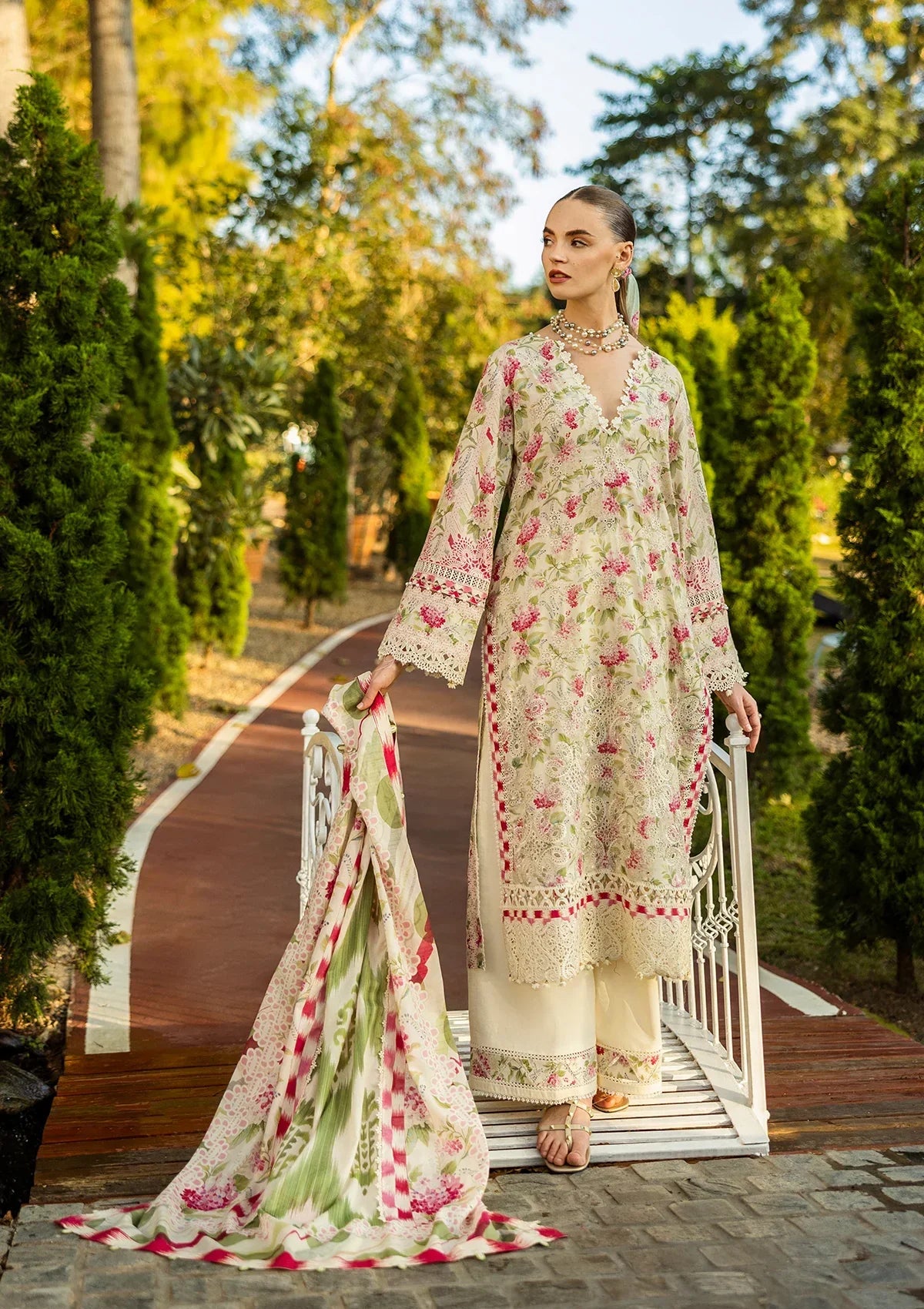 Elaf Chikankari Lawn'25 ELK-02B SWEET GREENS