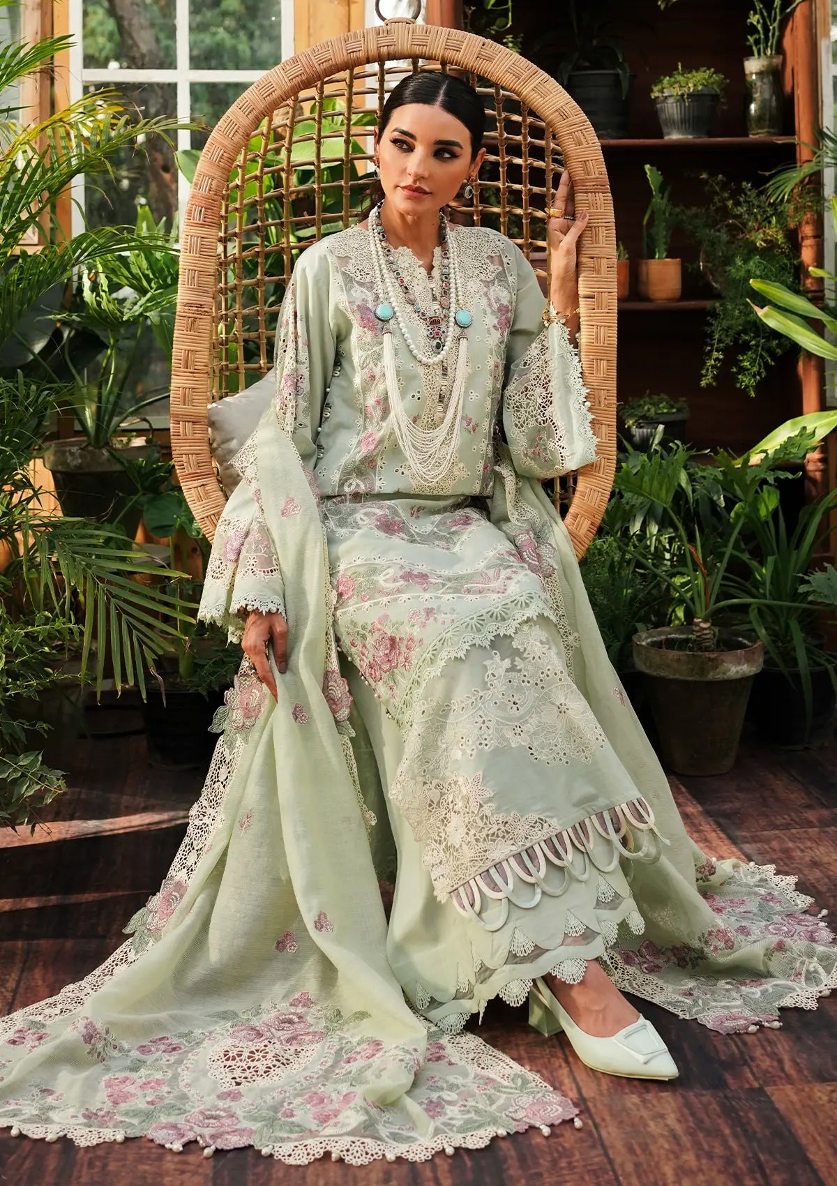 Kahf Luxury Lawn'24 KLE-01A Margarita - Mohsin Saeed Fabrics