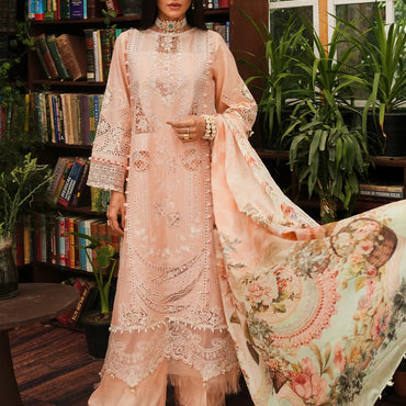 Kahf Luxury Lawn'24 KLE-03A Flamingo - Mohsin Saeed Fabrics