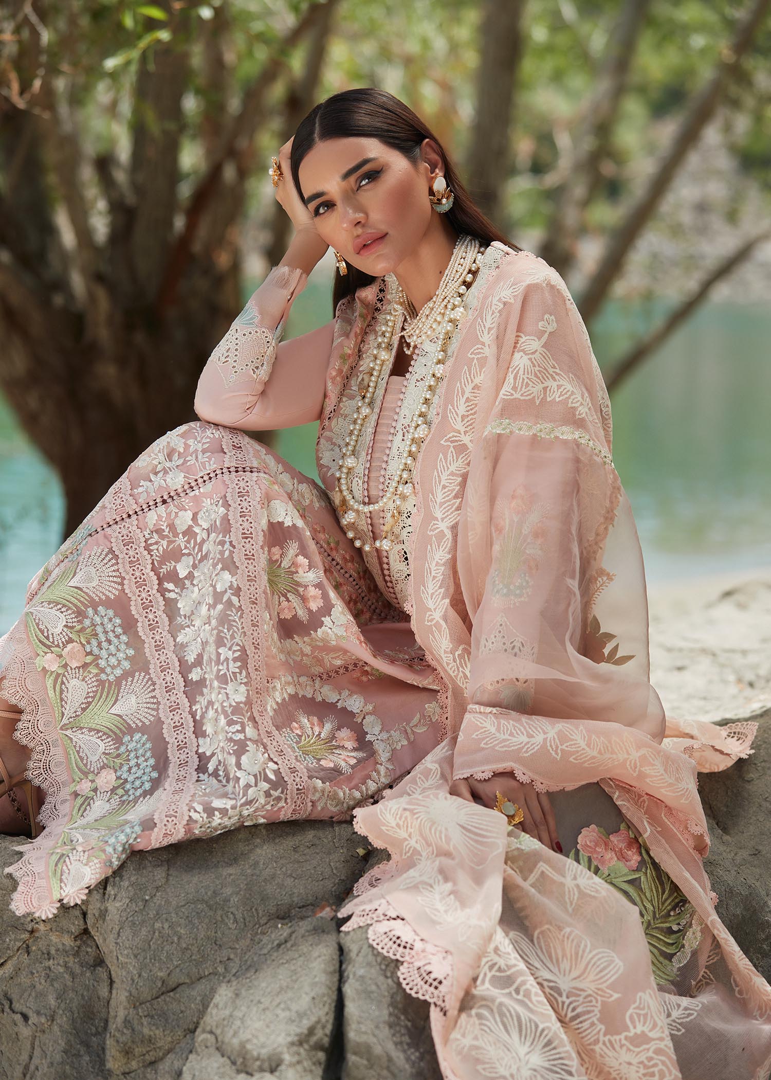 Crimson X Saira Shakira Eid Luxury Lawn'23 Chikkankari Affair - D2 B