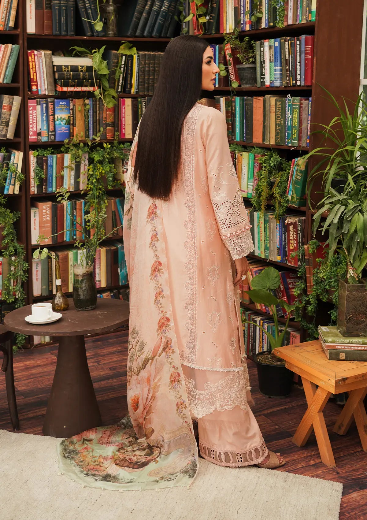 Kahf Luxury Lawn'24 KLE-03A Flamingo - Mohsin Saeed Fabrics