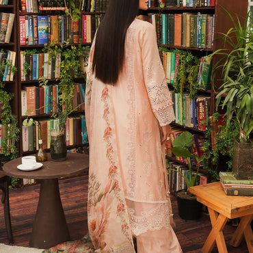 Kahf Luxury Lawn'24 KLE-03A Flamingo - Mohsin Saeed Fabrics