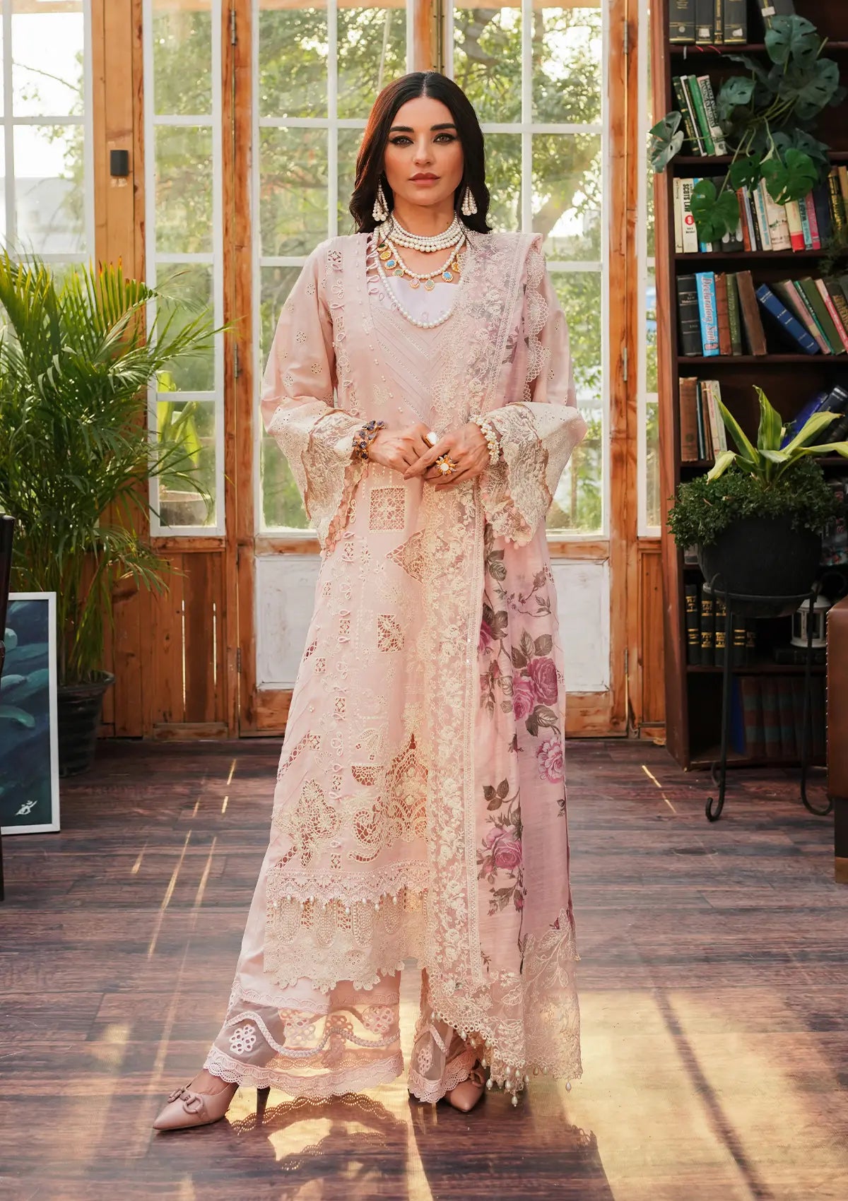 Kahf Luxury Lawn'24 KLE-05B Coralyn - Mohsin Saeed Fabrics