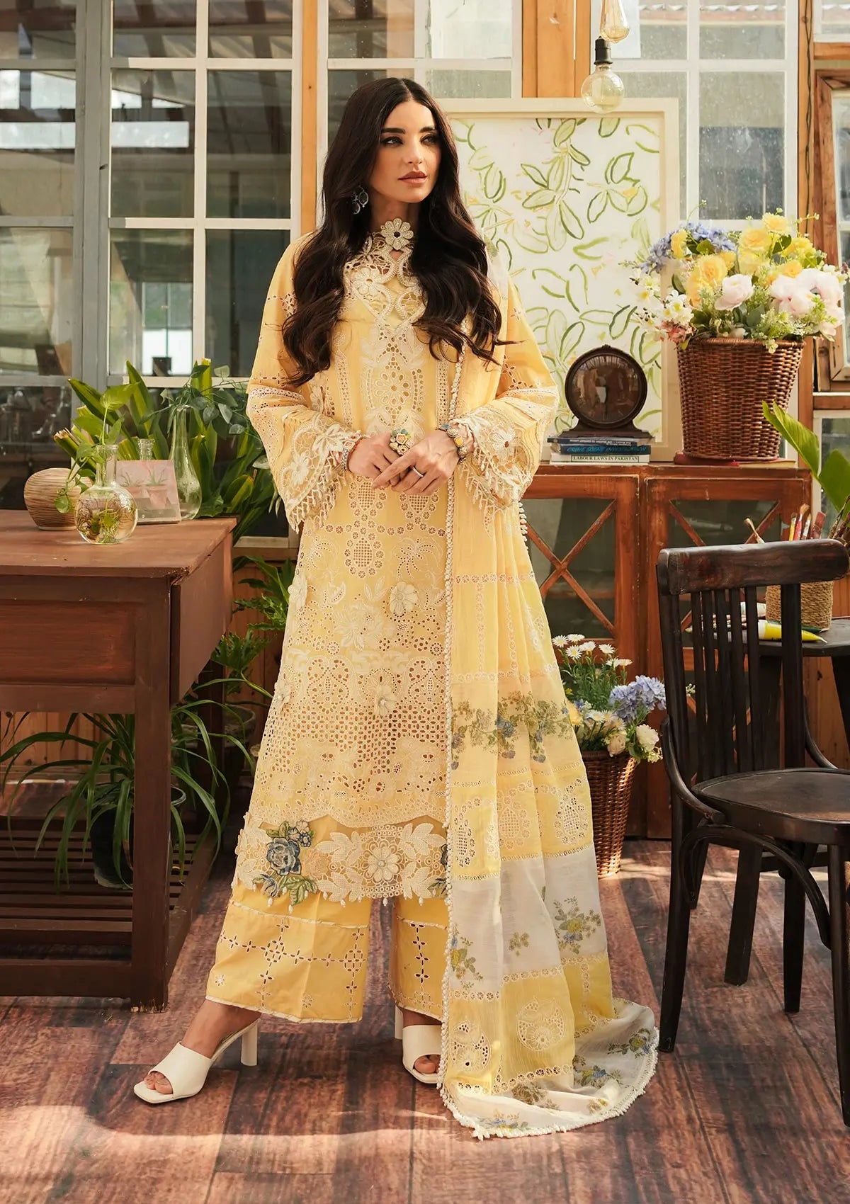 Kahf Luxury Lawn'24 KLE-02 Sun Kissed - Mohsin Saeed Fabrics