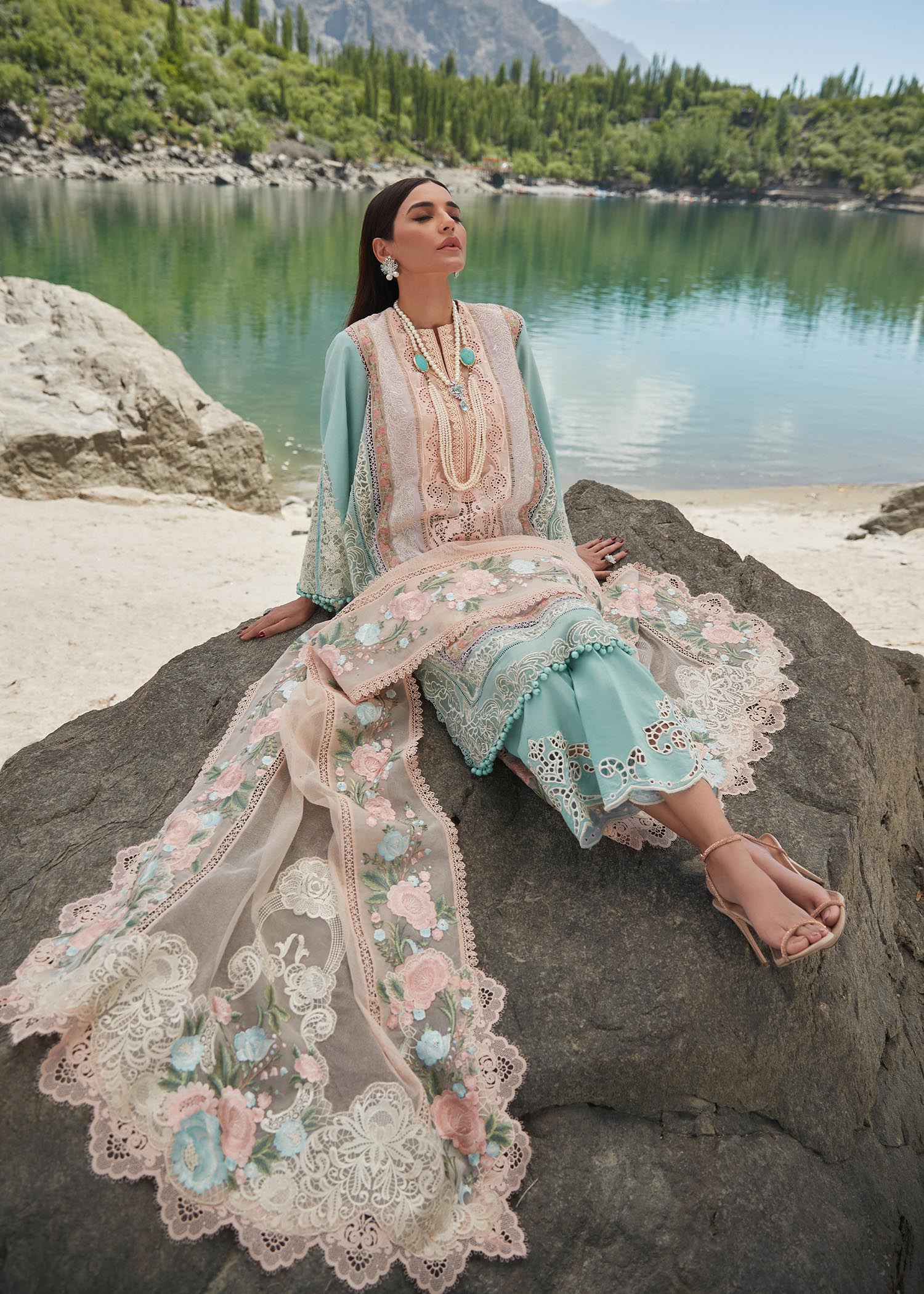 Crimson X Saira Shakira Eid Luxury Lawn'23 Mountain Love - D6 A