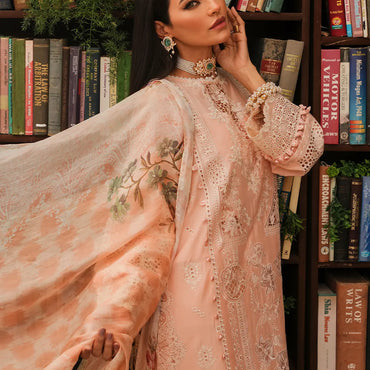 Kahf Luxury Lawn'24 KLE-03A Flamingo - Mohsin Saeed Fabrics